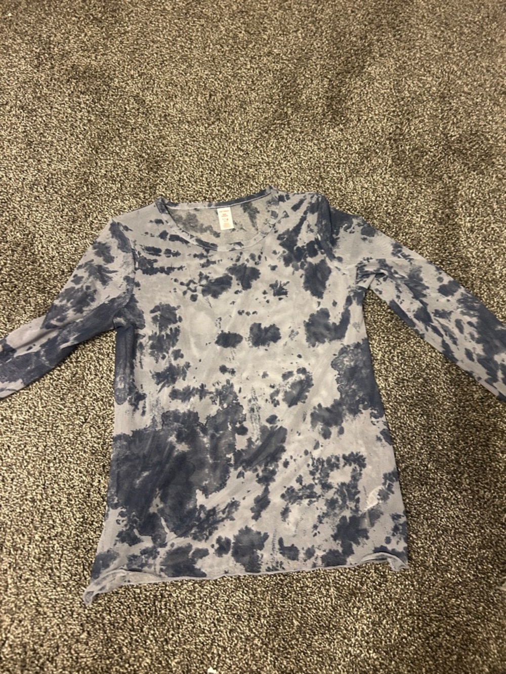Joe Fresh Girls' Long Sleeve Tie-Dye Tee in Light Blue and Navy